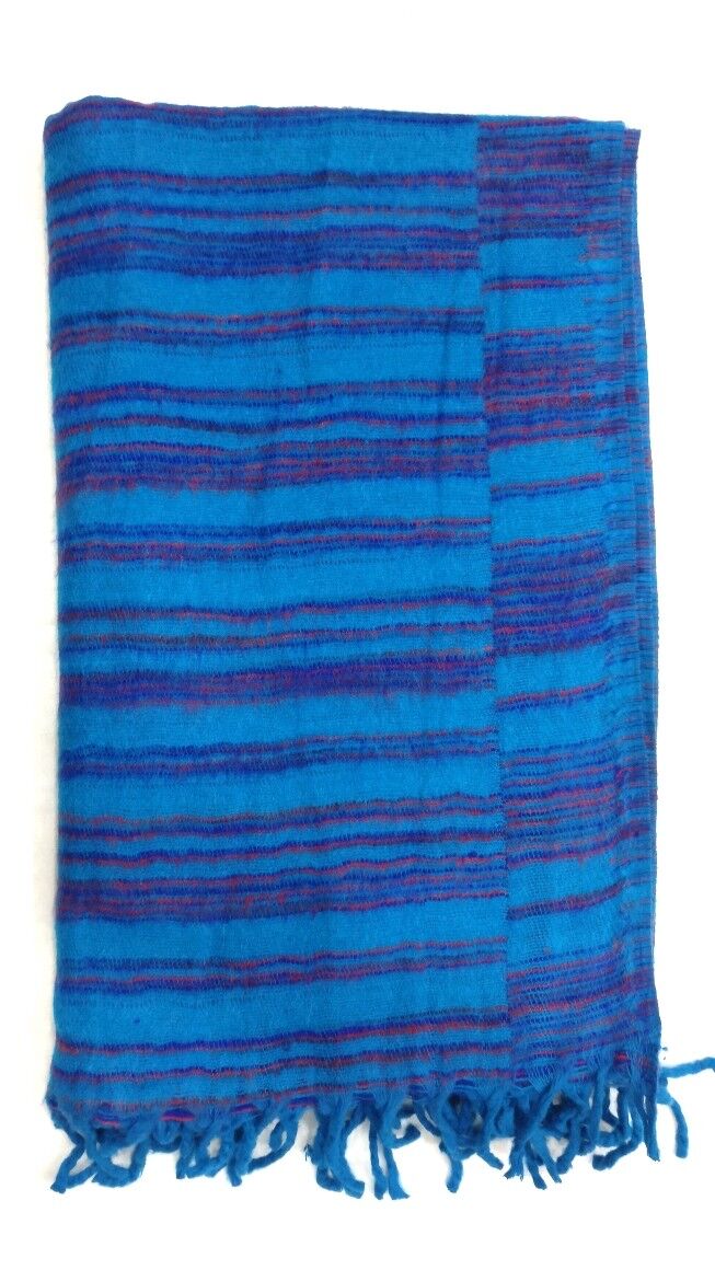 Hand loomed Yak Wool Blanket - Multi Colors 11 hand-loomed-yak-wool-blanket-blue-color-3