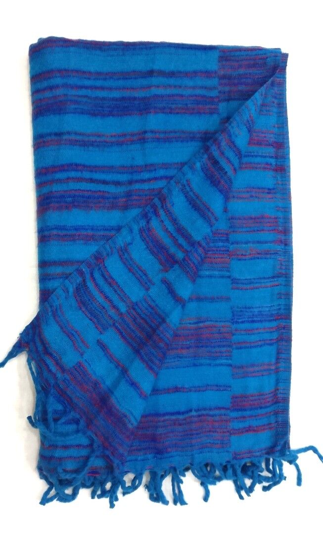 Hand loomed Yak Wool Blanket - Multi Colors 10 hand-loomed-yak-wool-blanket-blue-color-2