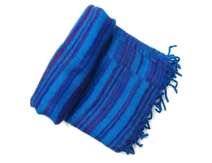 Hand loomed Yak Wool Blanket - Multi Colors 1 hand-loomed-yak-wool-blanket-blue-color-1