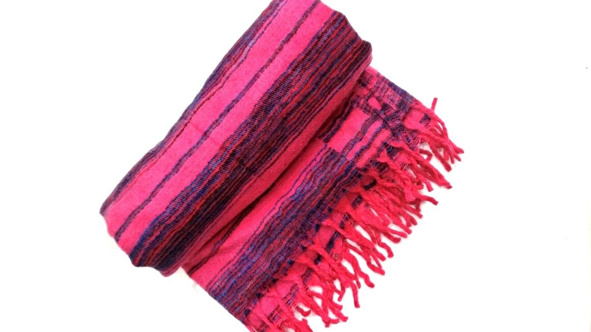 Hand loomed Yak Wool Blanket - Multi Colors 3 hand-loomed-yak-wool-blanket-pink-color-1