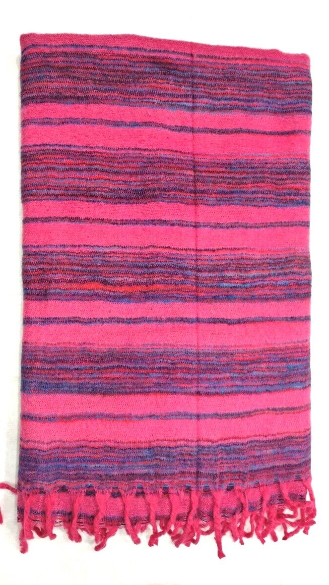 Hand loomed Yak Wool Blanket - Multi Colors 8 hand-loomed-yak-wool-blanket-pink-color-1
