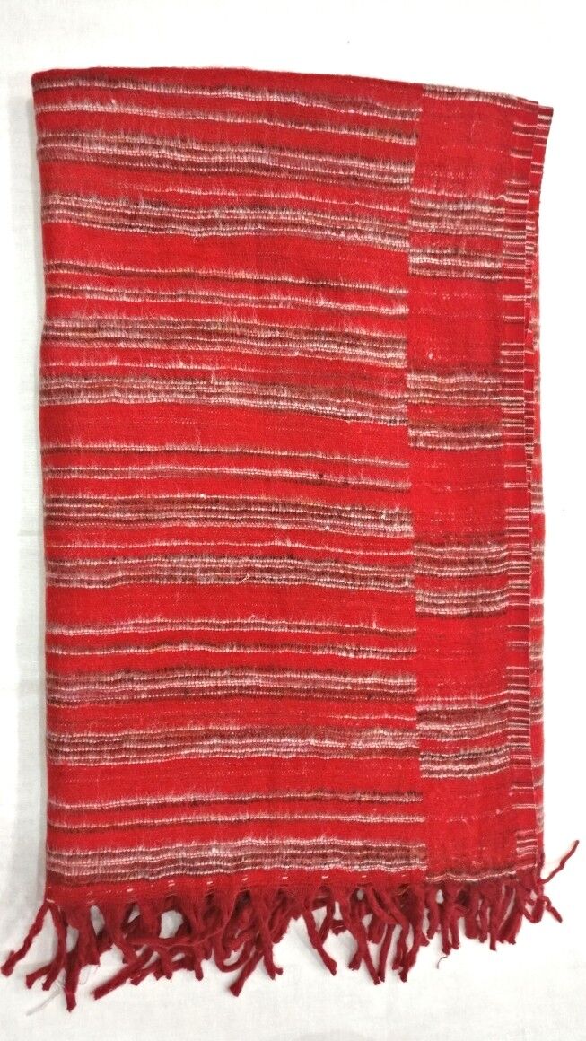 Hand loomed Yak Wool Blanket - Multi Colors 6 hand-loomed-yak-wool-blanket-red-color-1