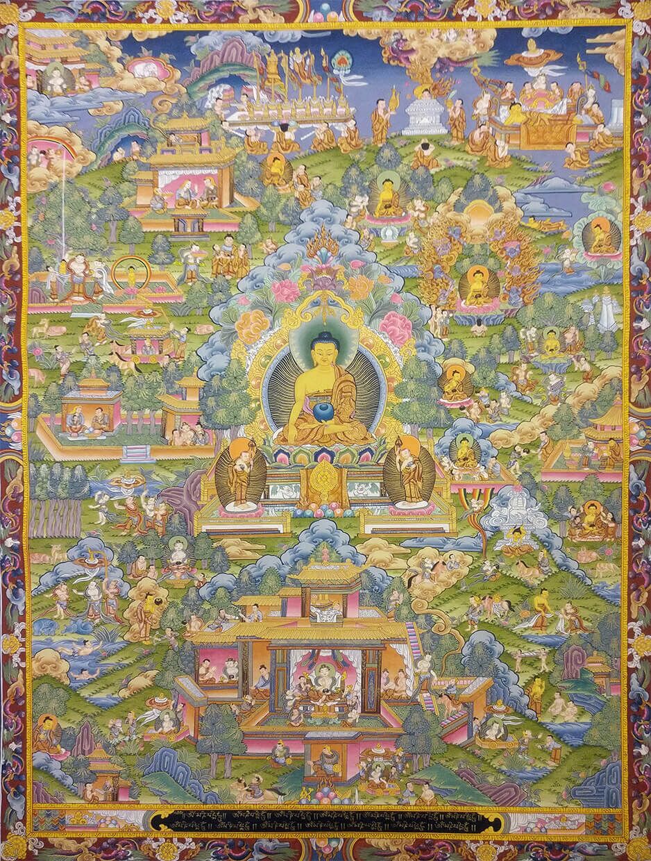 Life of Buddha Thangka (24K Gold) 1 Life of Buddha Thangka Painting