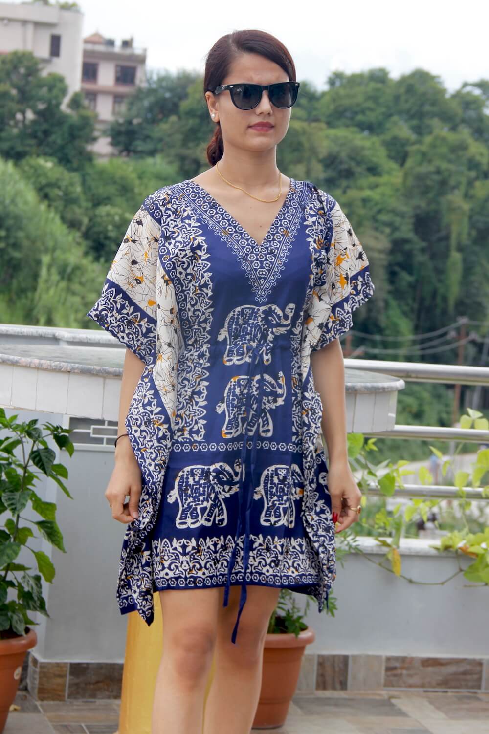 Satin Kaftan Knee Length Dress 1 Satin Kaftan Knee Length Dress