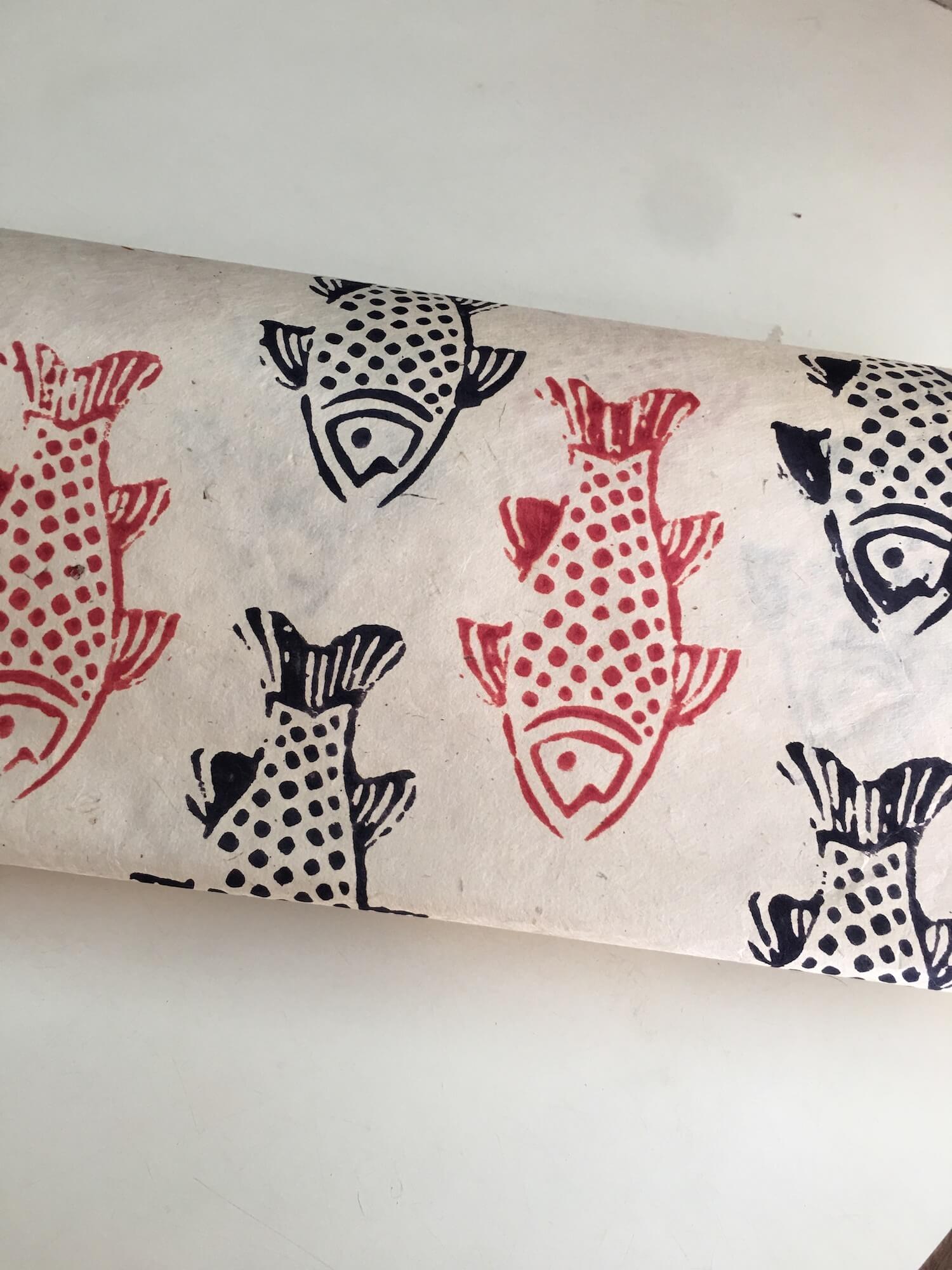 Black Red Fish Decorative Lokta Paper 1 Black Red Fish Decorative Lokta Paper