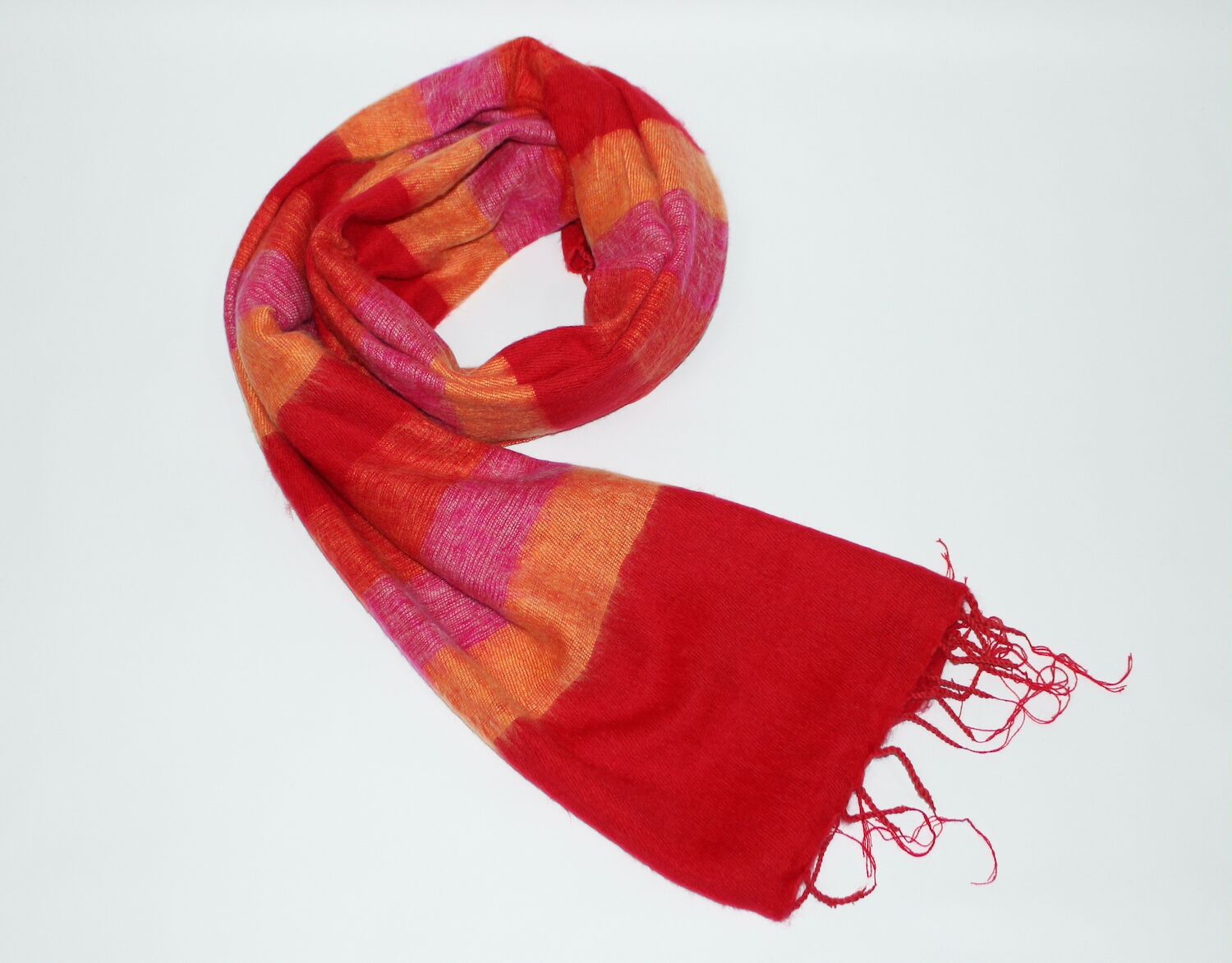 Yak Wool Shawl Stripe Red Orange Color 1 Yak Wool Shawl Stripe Red Orange Color