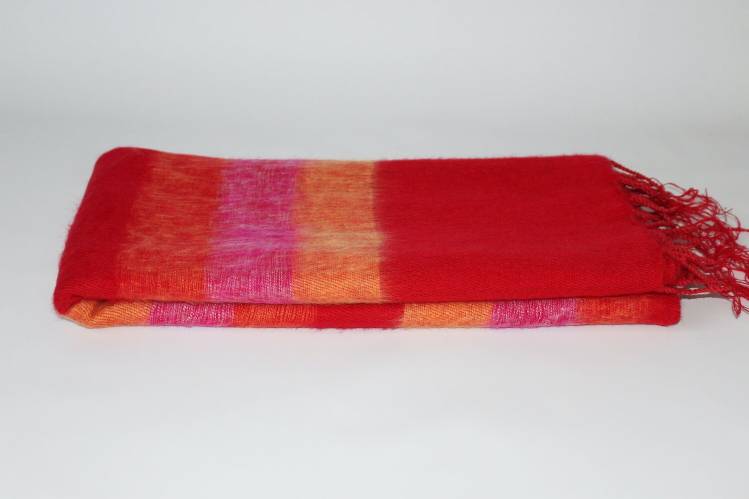 Yak Wool Shawl Stripe Red Orange Color 2 Yak Wool Shawl Stripe Red Orange Color
