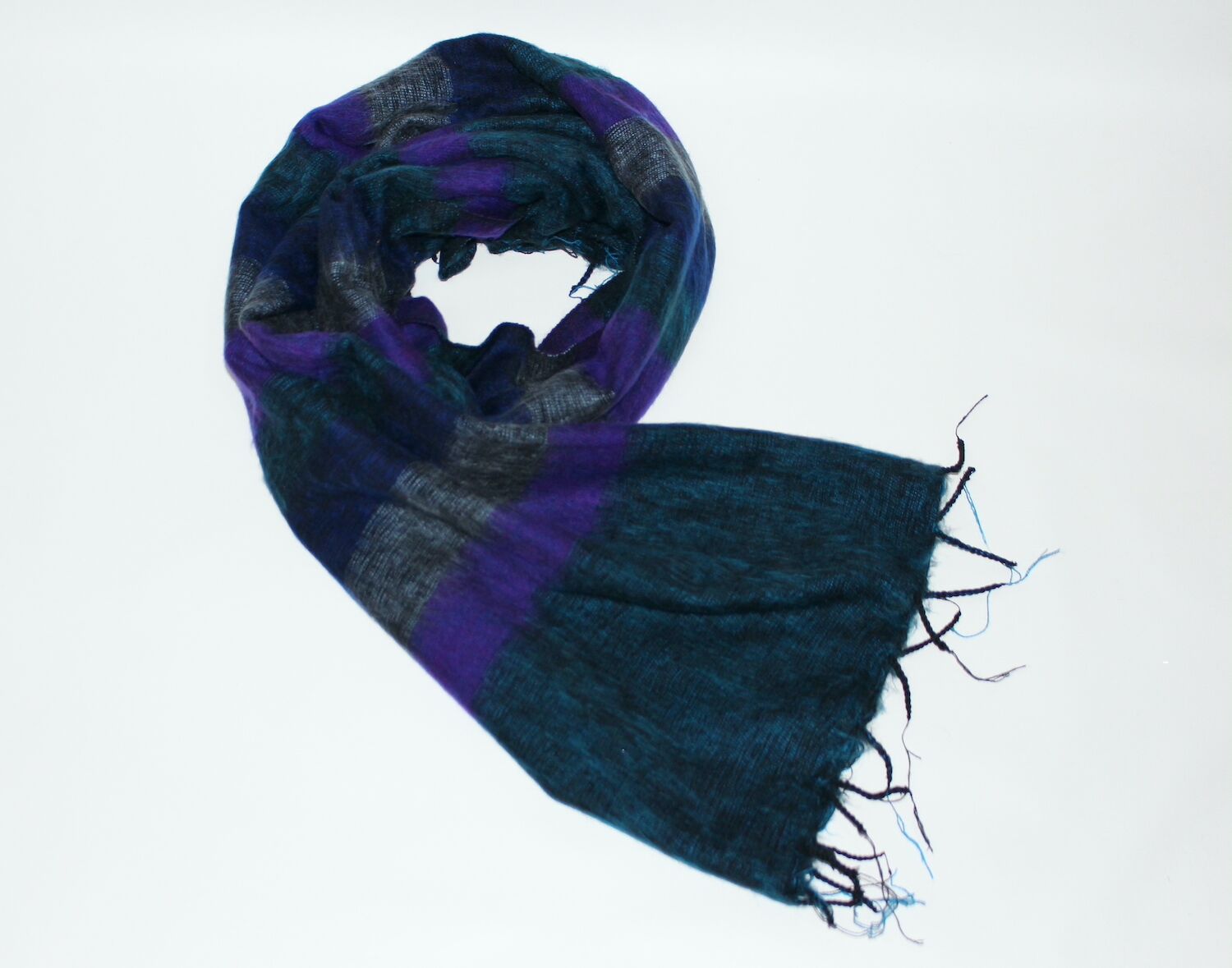 Yak Wool Shawl Stripe Purple Petrol Blue Color 1 Yak Wool Shawl Stripe Purple Petrol Blue Color