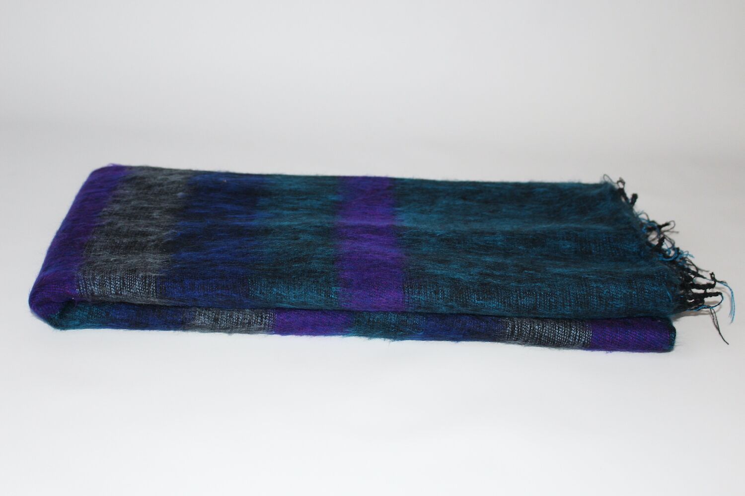 Yak Wool Shawl Stripe Purple Petrol Blue Color 2 Yak Wool Shawl Stripe Purple Petrol Blue Color