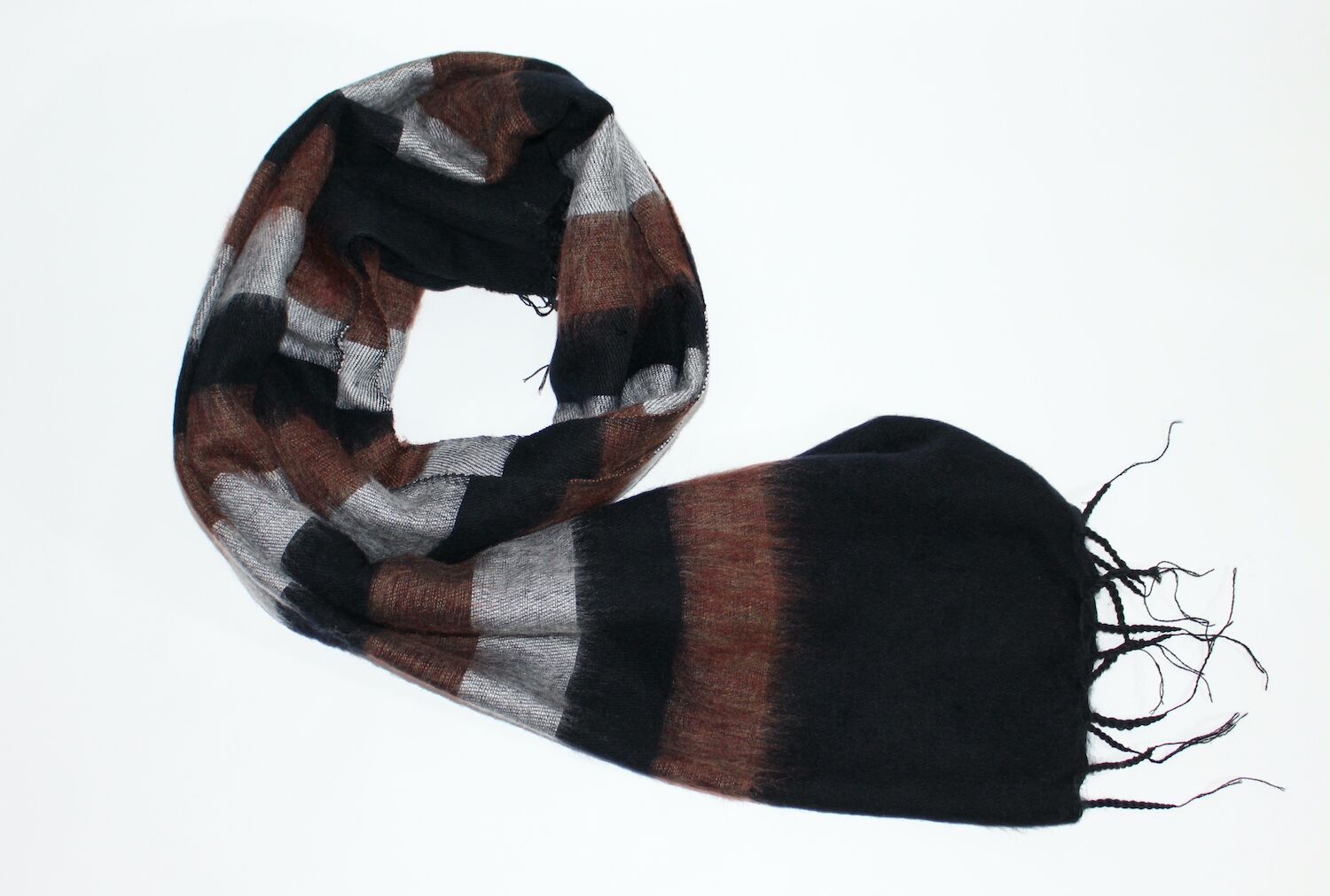 Yak Wool Shawl Stripe Brown Black Color 1 Yak Wool Shawl Stripe Brown Black Color