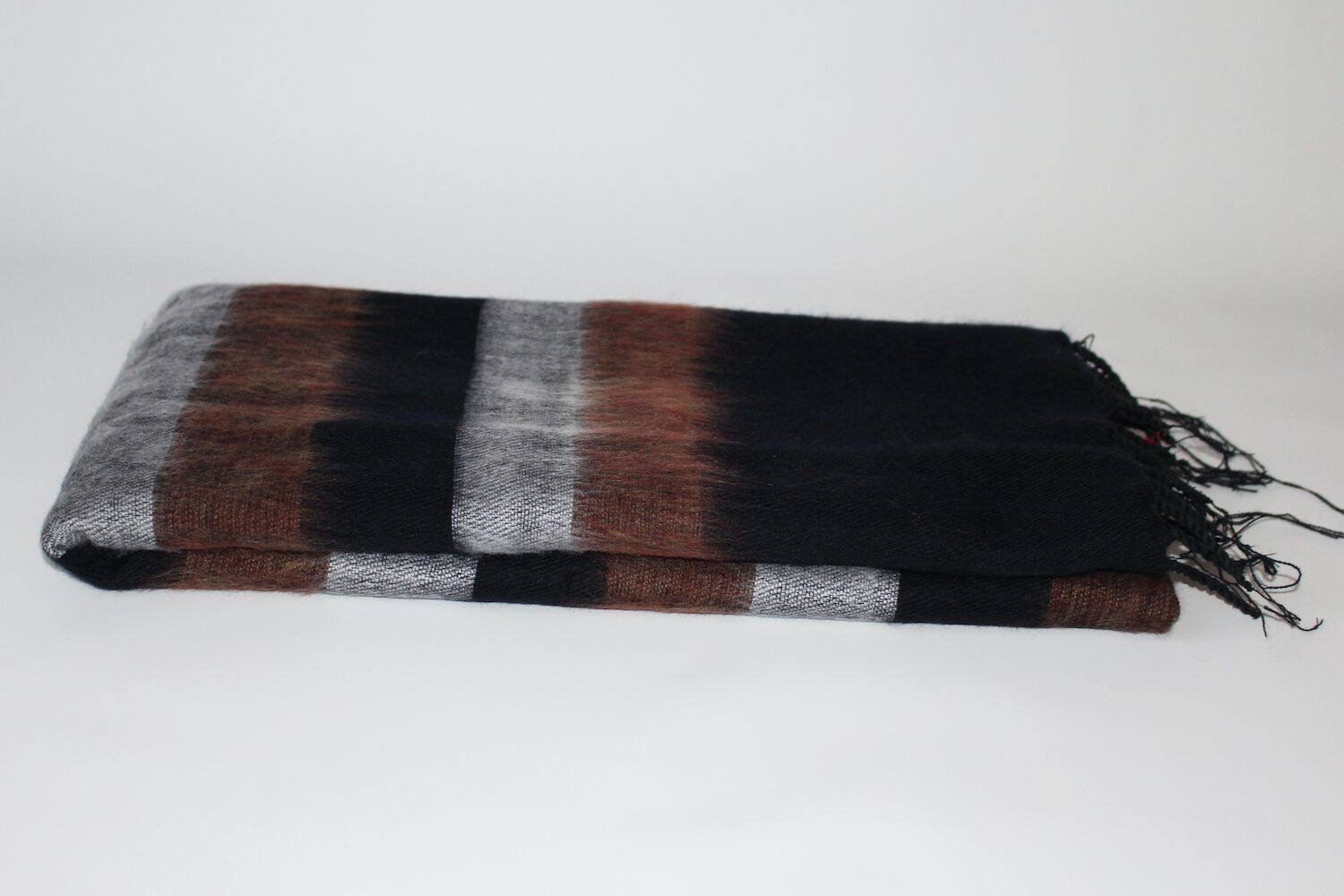 Yak Wool Shawl Stripe Brown Black Color 2 Yak Wool Shawl Stripe Brown Black Color