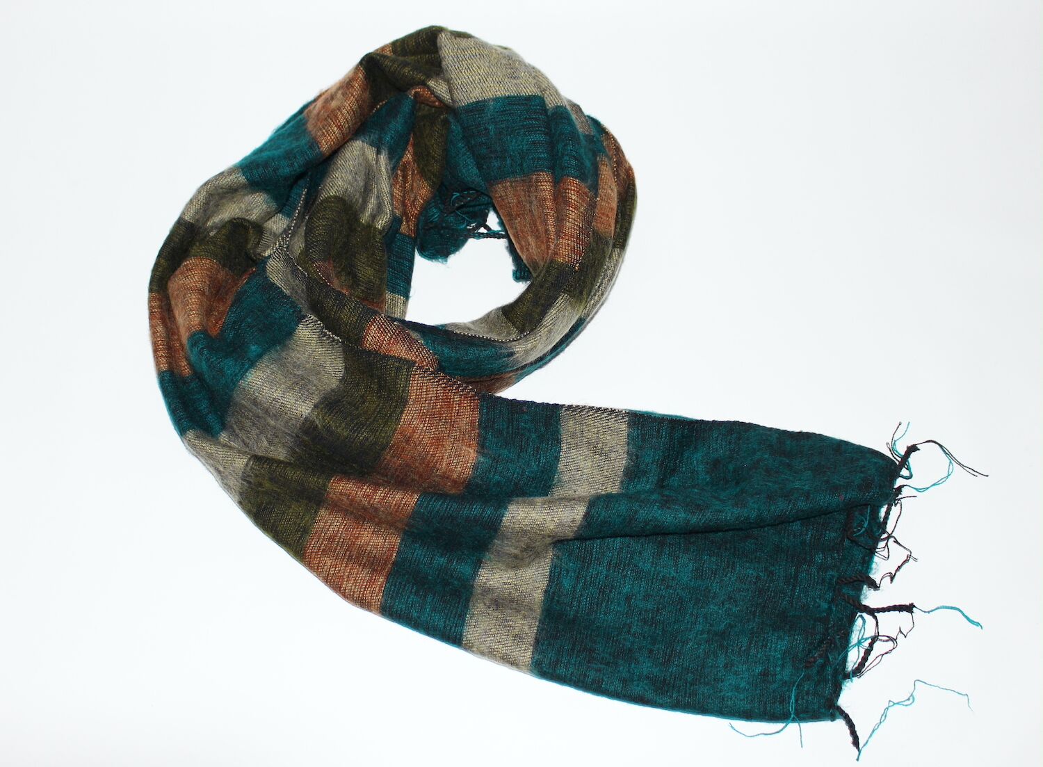 Yak Wool Shawl Stripe Blue Brown Color 1 Yak Wool Shawl Stripe Blue Brown Color