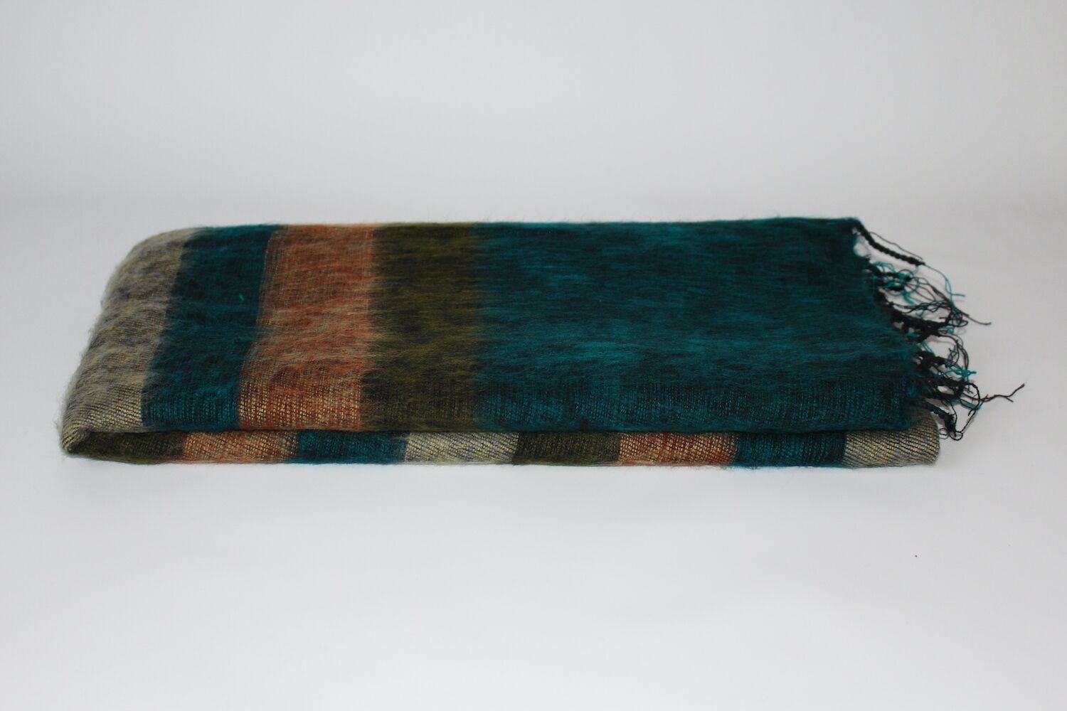 Yak Wool Shawl Stripe Blue Brown Color 2 Yak Wool Shawl Stripe Blue Brown Color