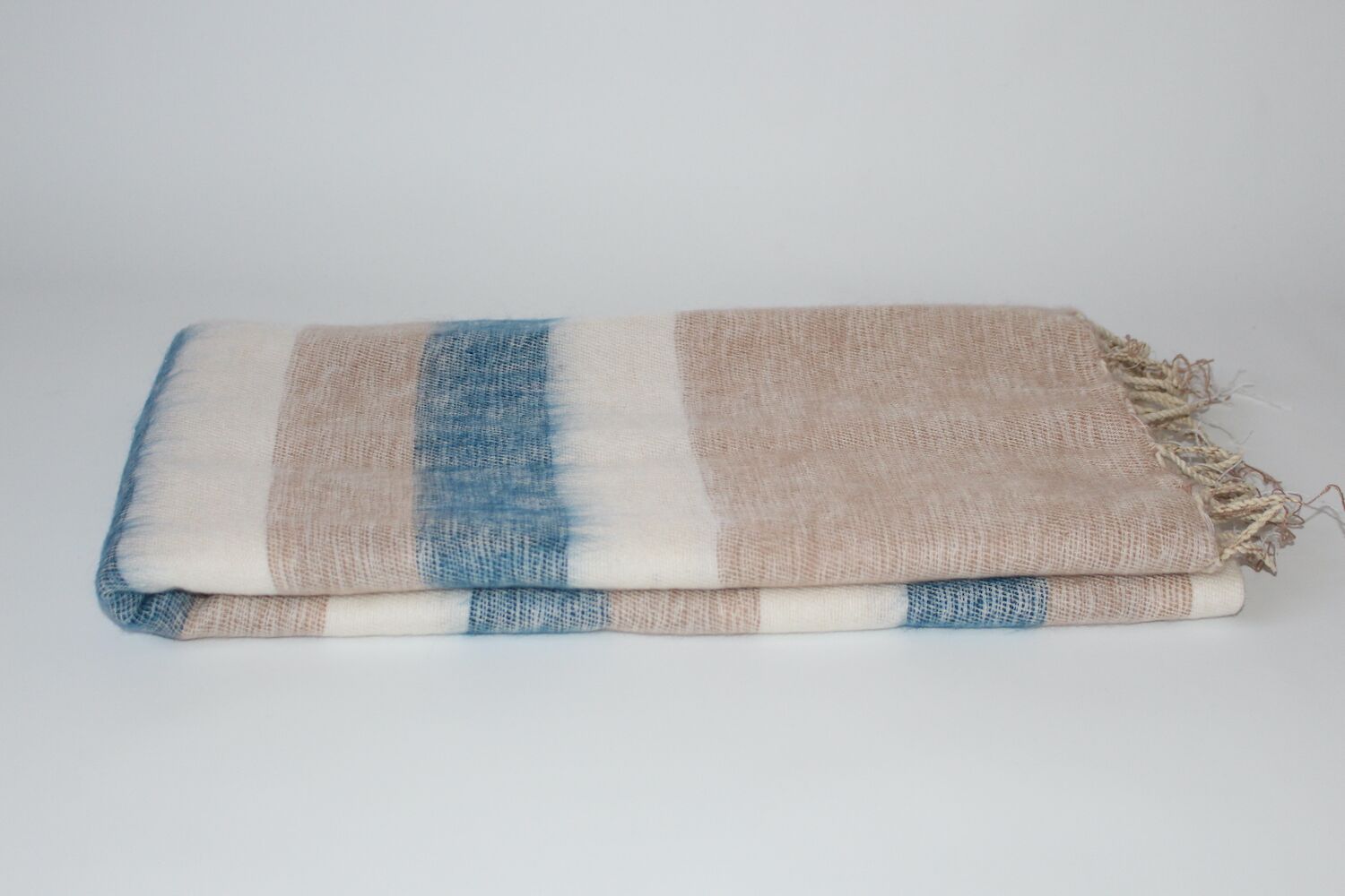 Yak Wool Shawl Stripe Beige Cream Color 2 Yak Wool Shawl Stripe Beige Cream Color