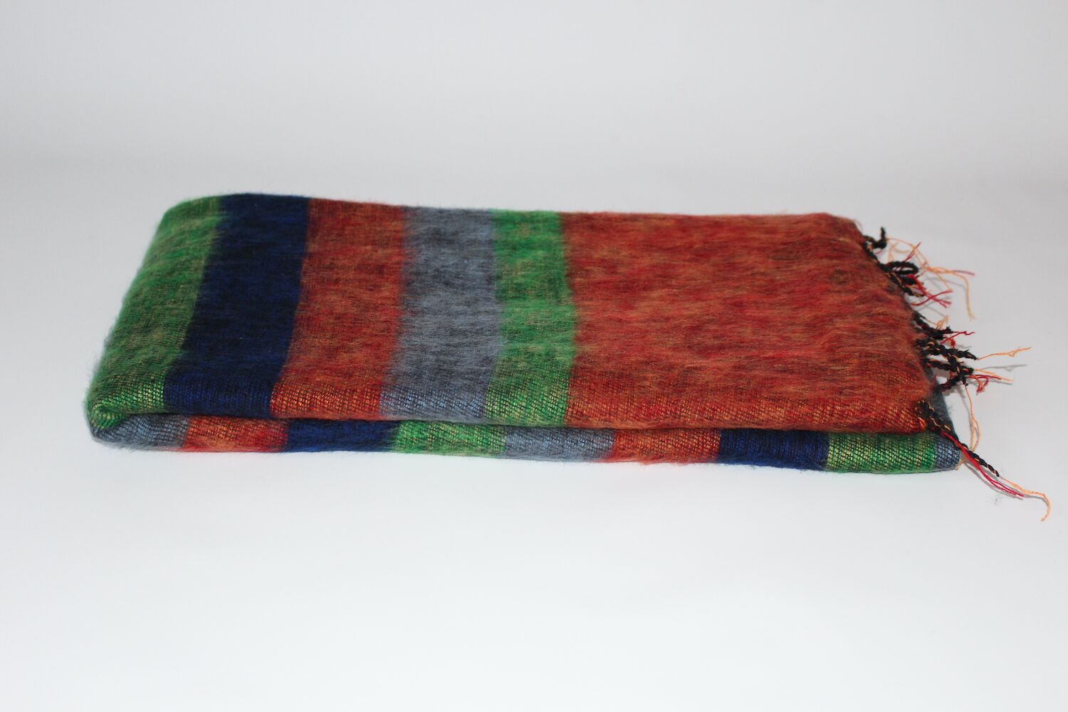 Yak Wool Shawl Stripe Orange Green Color 2 Yak Wool Shawl Stripe Orange Green Color