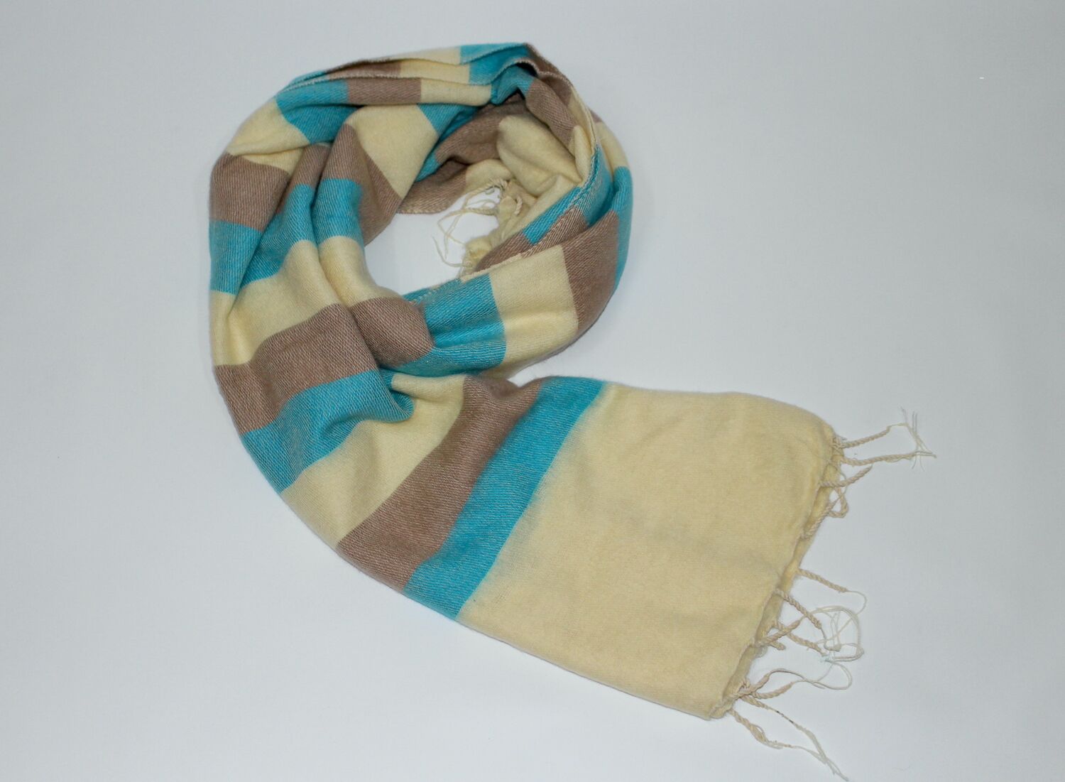 Yak Wool Shawl Stripe Off White Blue Color 1 Yak Wool Shawl Stripe Off White Blue Color