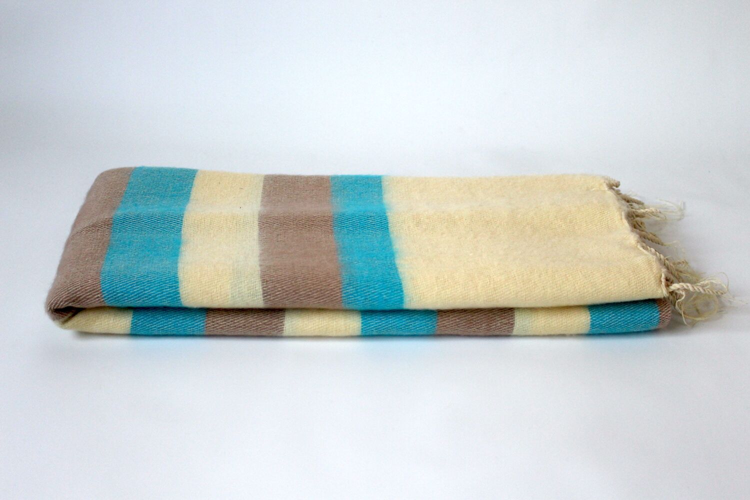 Yak Wool Shawl Stripe Off White Blue Color 2 Yak Wool Shawl Stripe Off White Blue Color