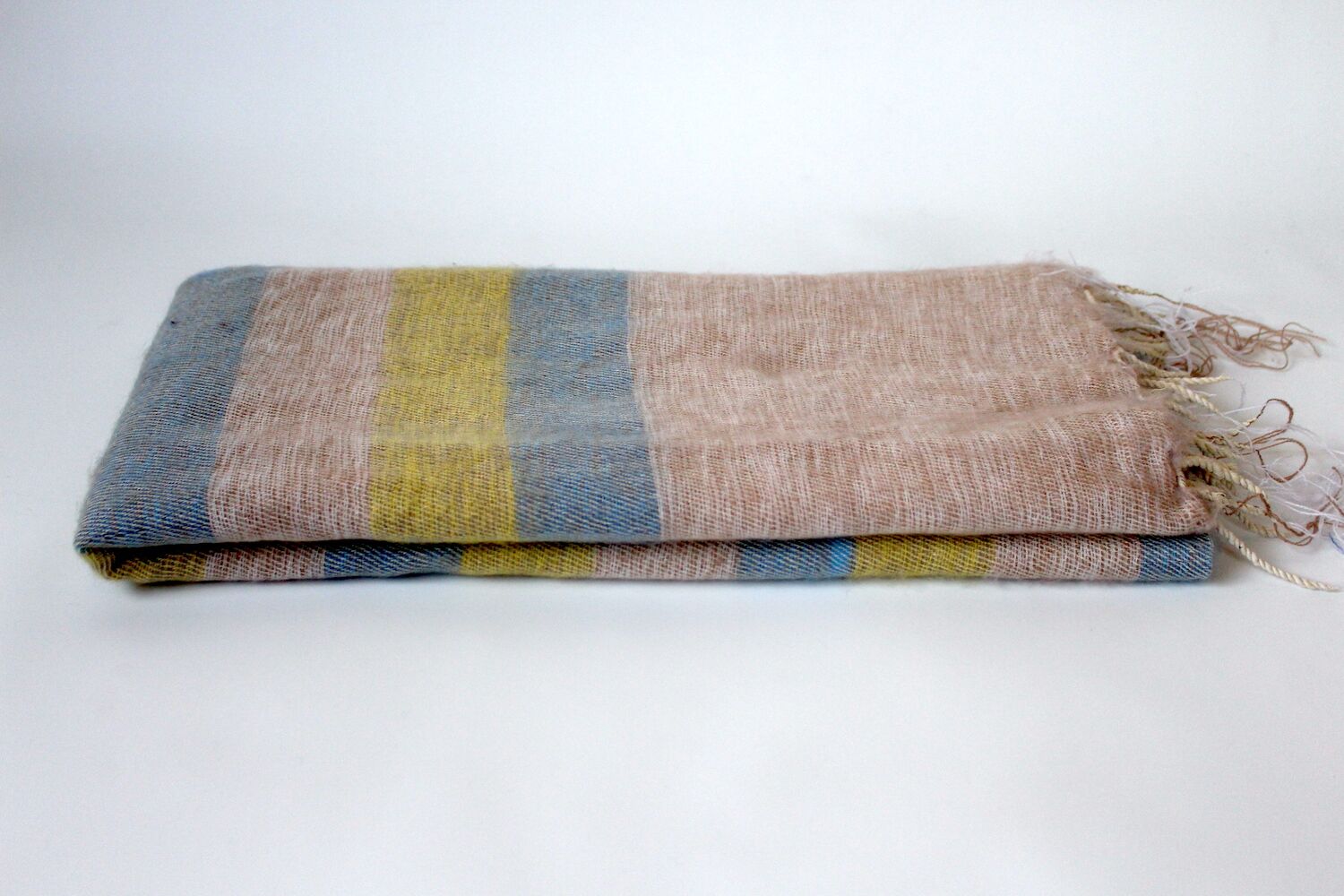 Yak Wool Shawl Stripe Beige Yellow Color 2 Yak Wool Shawl Stripe Beige Yellow Color