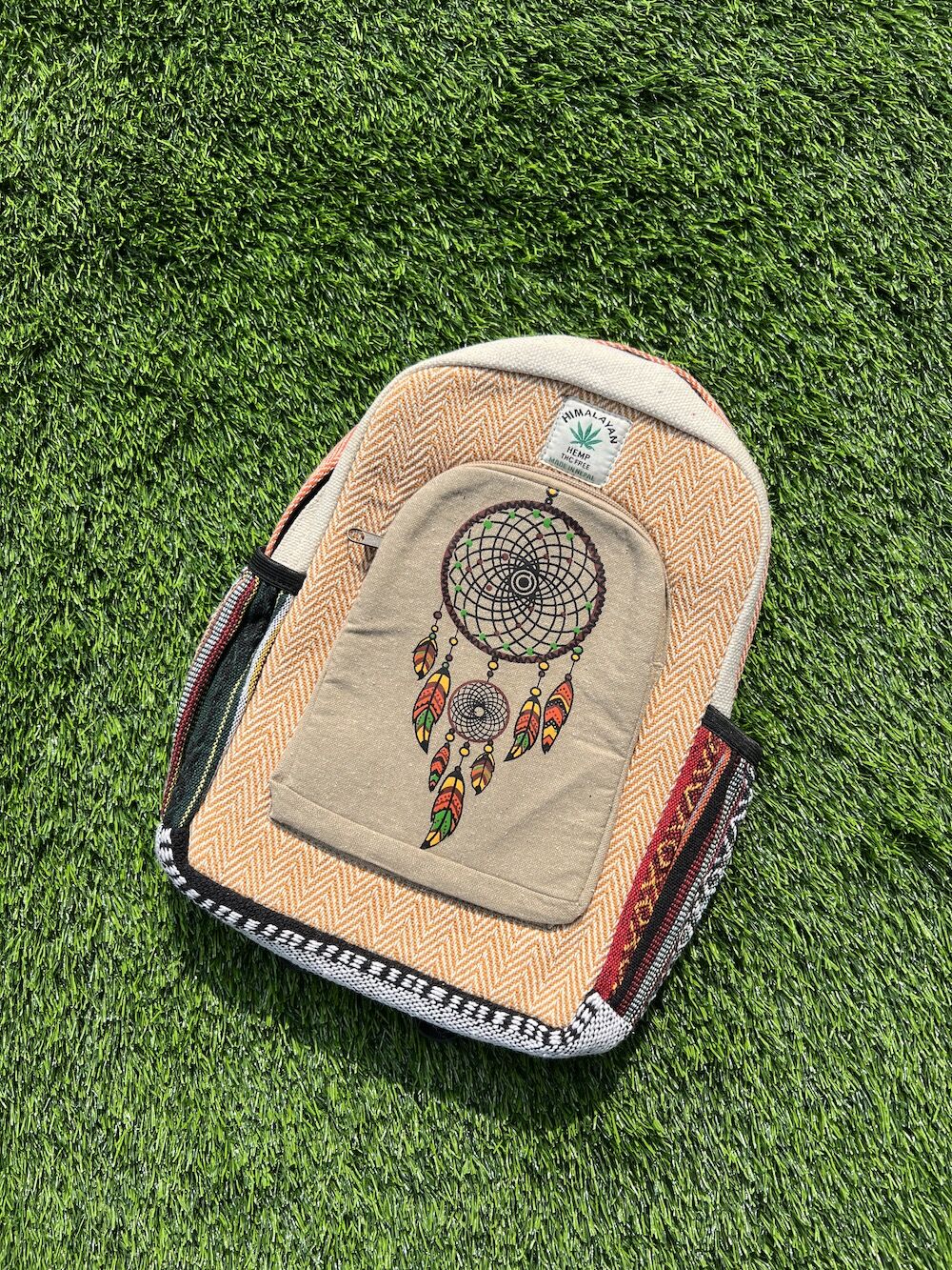 Dream Catcher Small Hippie Hemp Backpack 1 Dream catcher Small Hippie Hemp Backpack