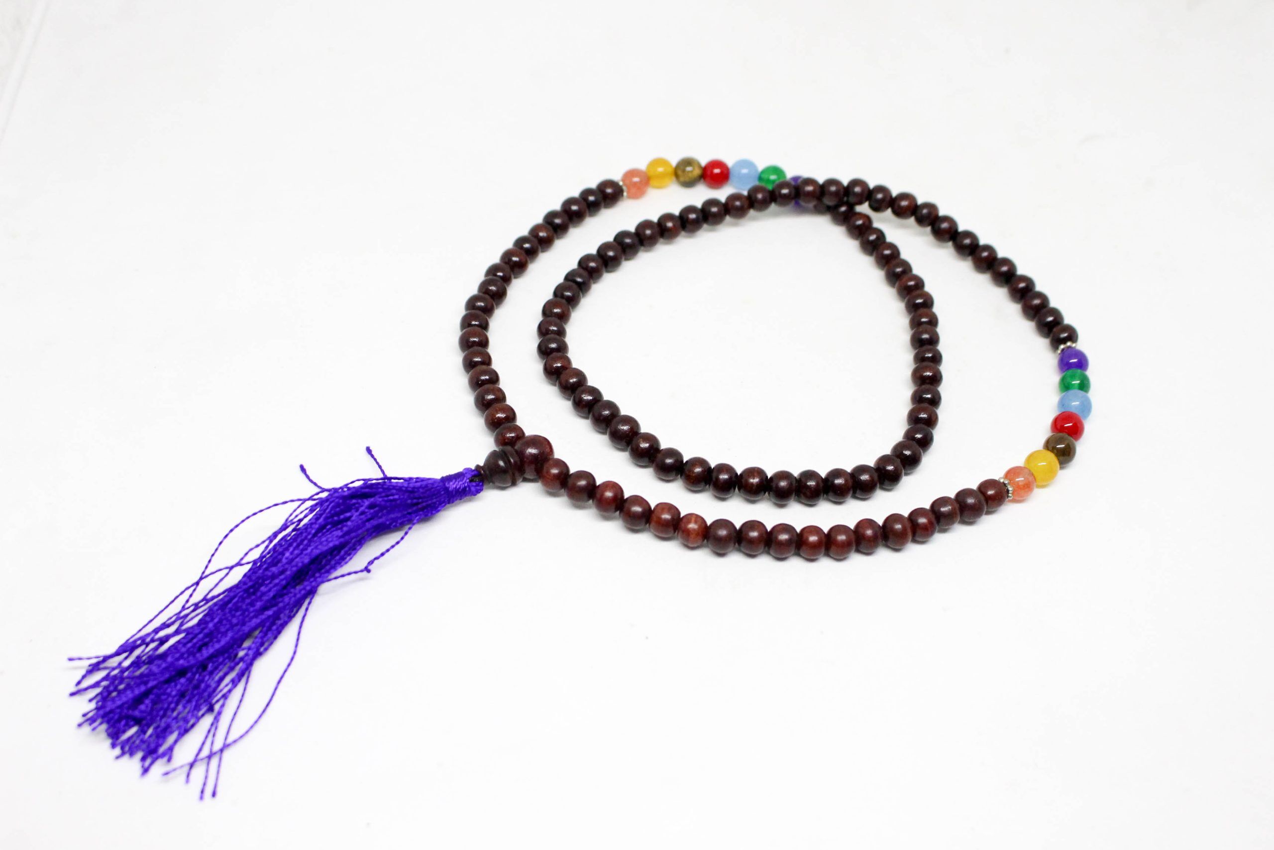 Wood Seven Chakra Mala 1 Wood Seven Chakra Mala