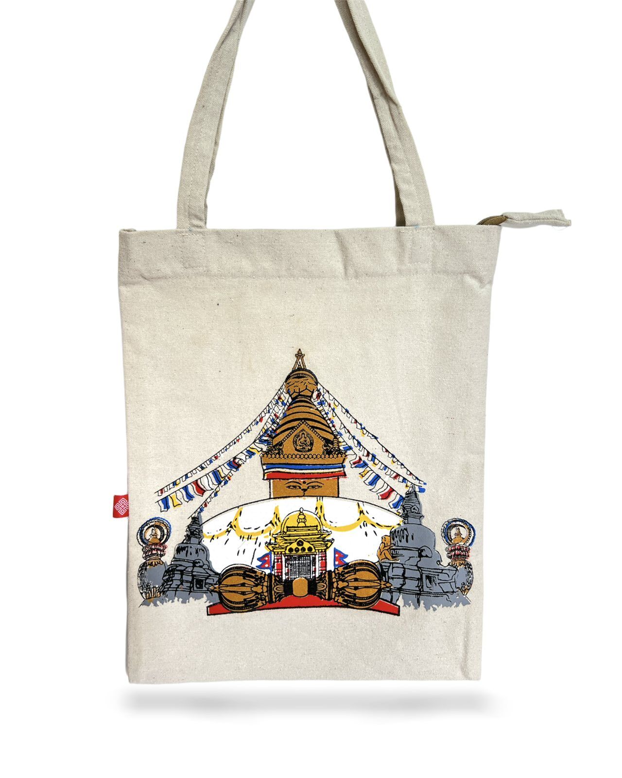 Cotton Swoyambhunath Tote Bag 1 Cotton White Swoyambhunath Tote Bag