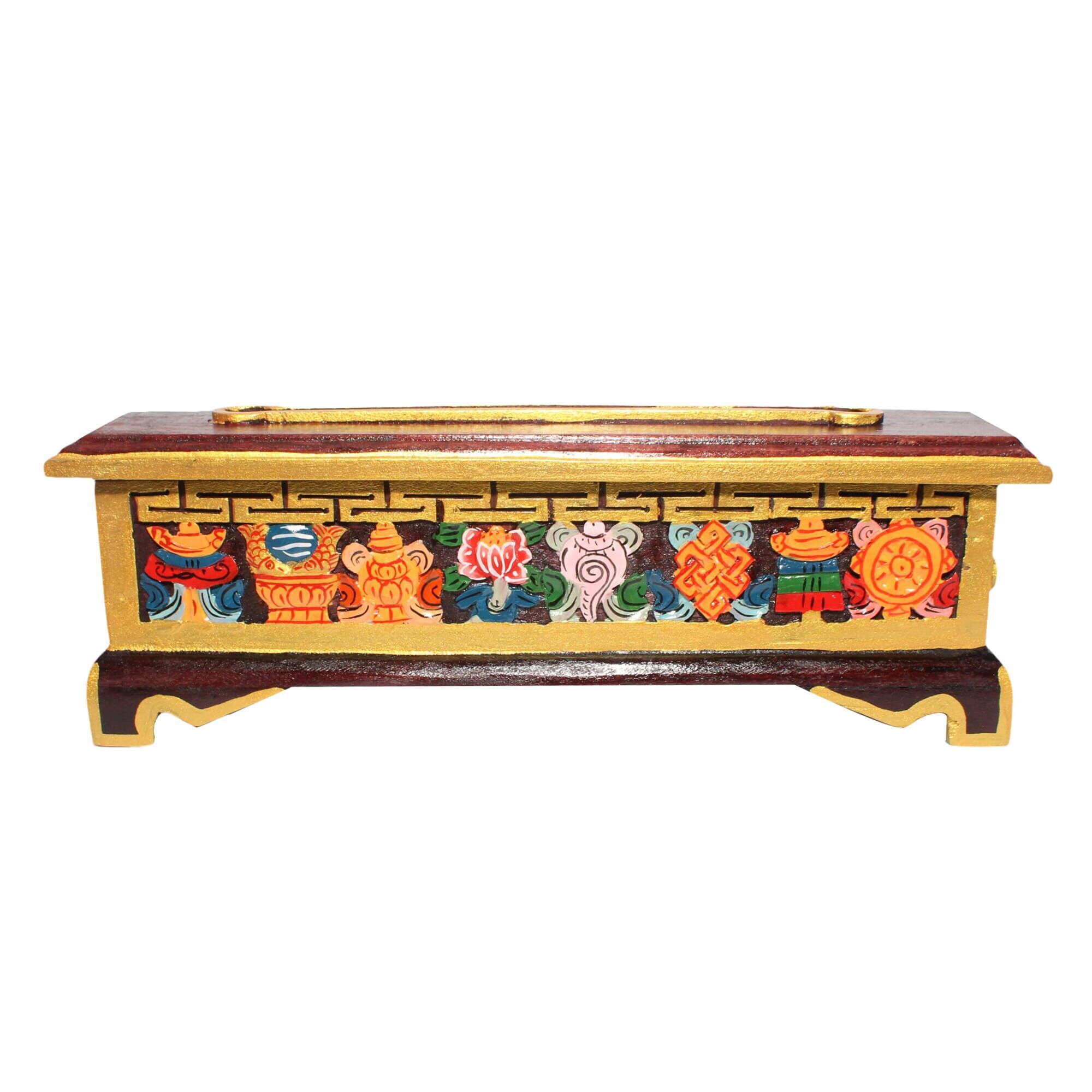 Tibetan Eight Lucky Symbols Wooden Incense Burner Box 1 tibetan eight lucky symbols wooden incense burner box wholesale