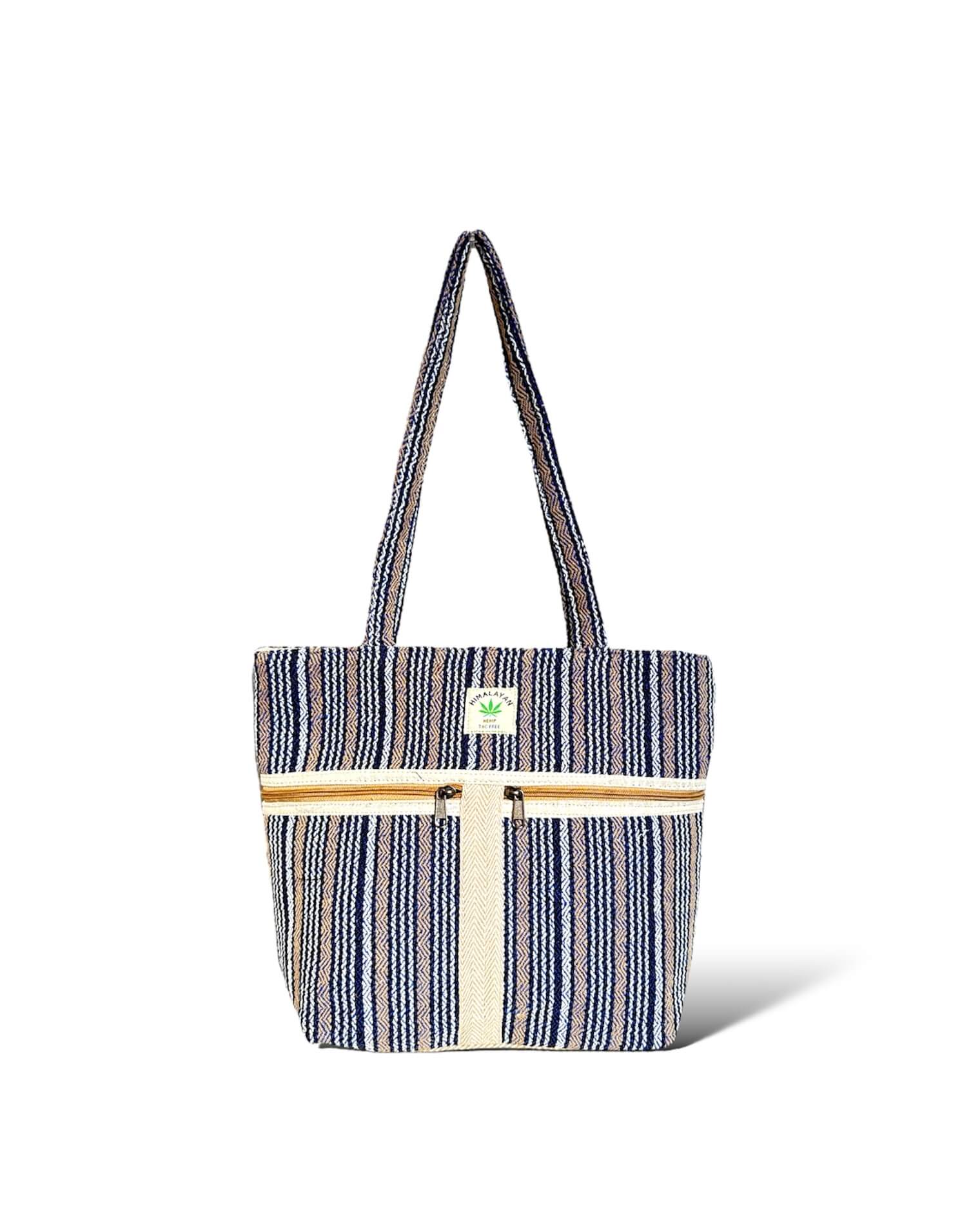 Cotton Shopping Handbags 1 coastal blue and beige stripes handbags