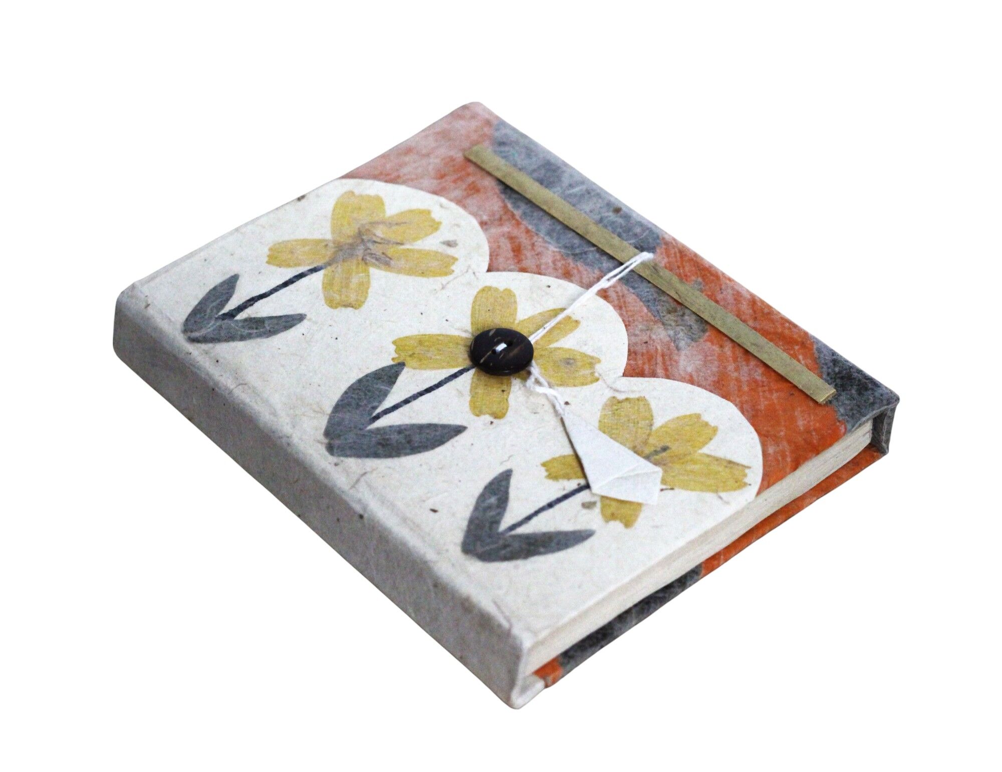 Orange Color Flower Lokta Paper Notebook 15x12 cm 1 Orange Color Flower Lokta Paper Notebook 15x12 cm