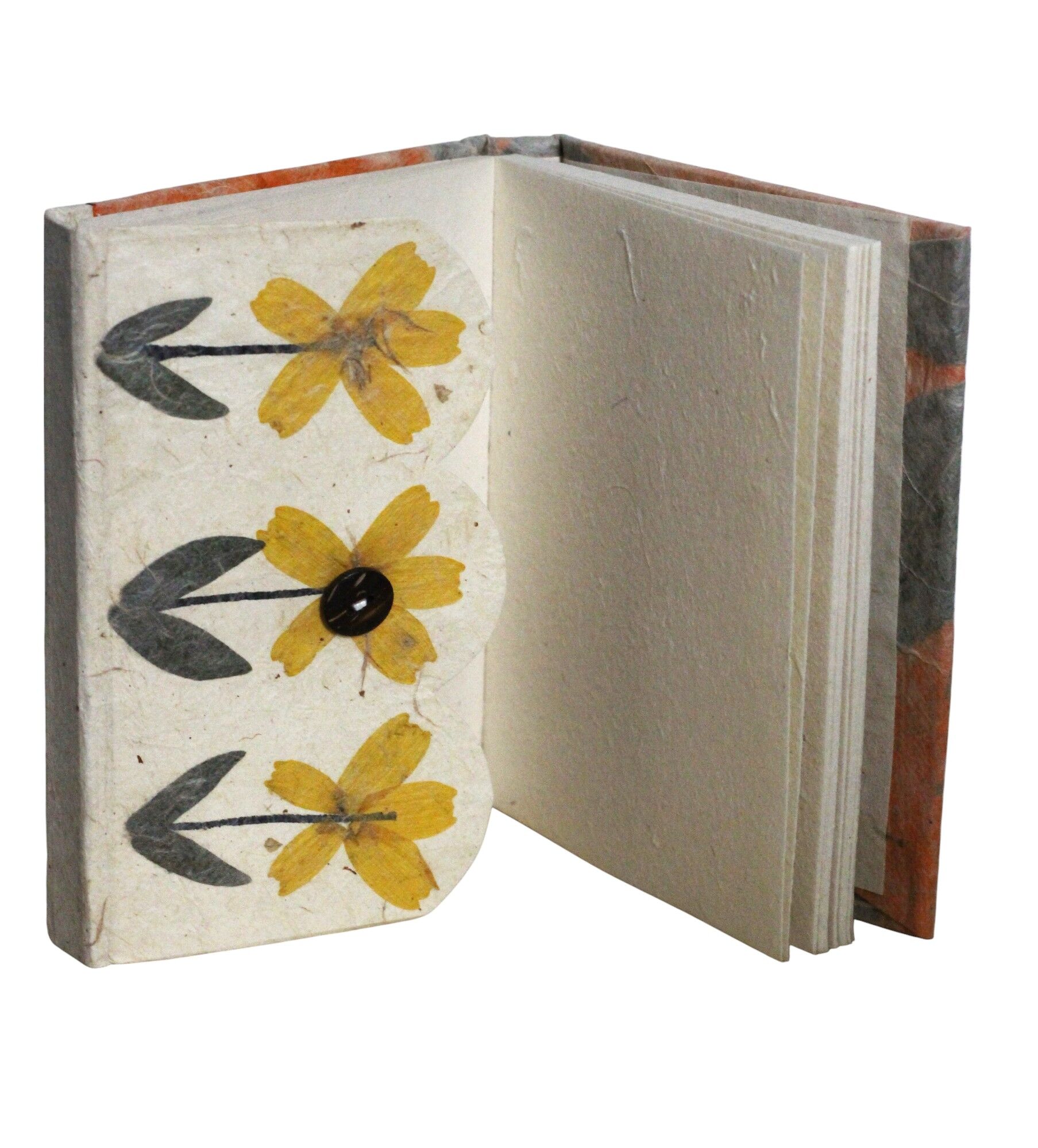 Orange Color Flower Lokta Paper Notebook 15x12 cm 4 Orange Color Flower Lokta Paper Notebook 15x12 cm