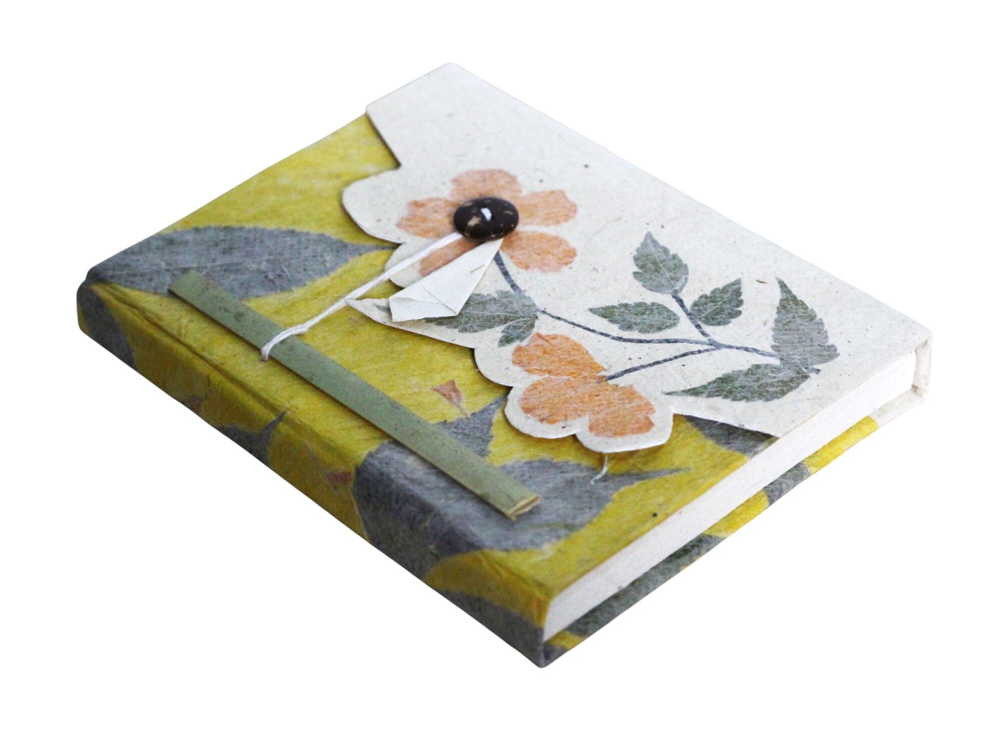 Yellow Color Flower Lokta Notebook 15x12 cm 1 Yellow color flower lokta notebook 15x12 cm