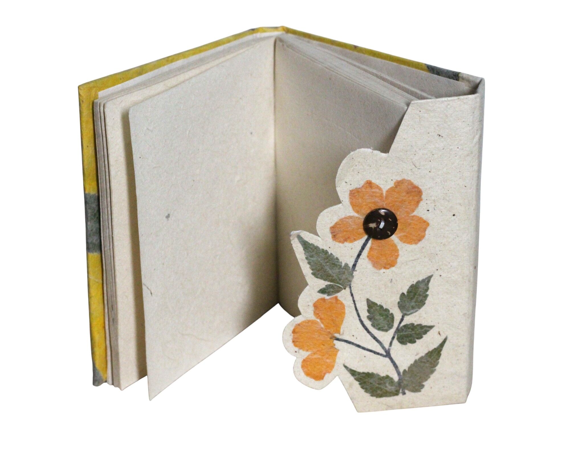Yellow Color Flower Lokta Notebook 15x12 cm 3 Yellow color flower lokta notebook 15x12 cm