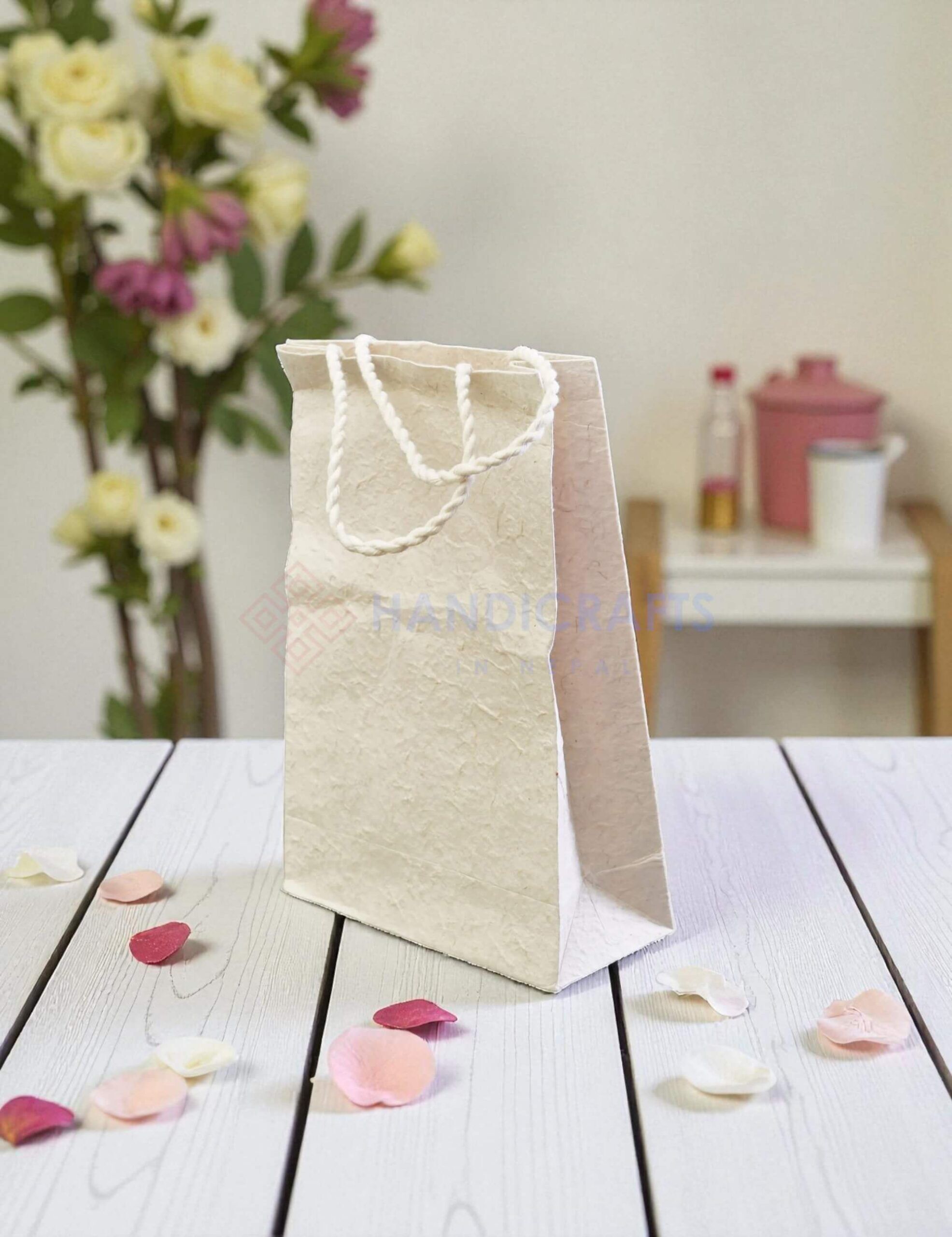 Handmade Nepali Lokta Paper Bags 1 handmade lokta paper bag plain