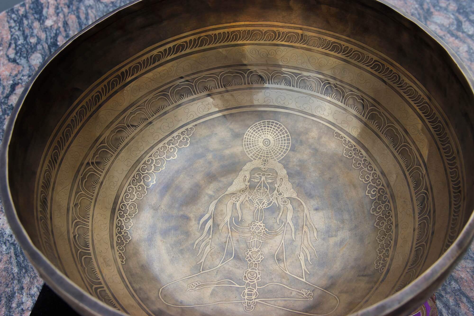 7 Chakra Singing Bowl 2 Hand Beaten Dorje Embossed Singing Bowl